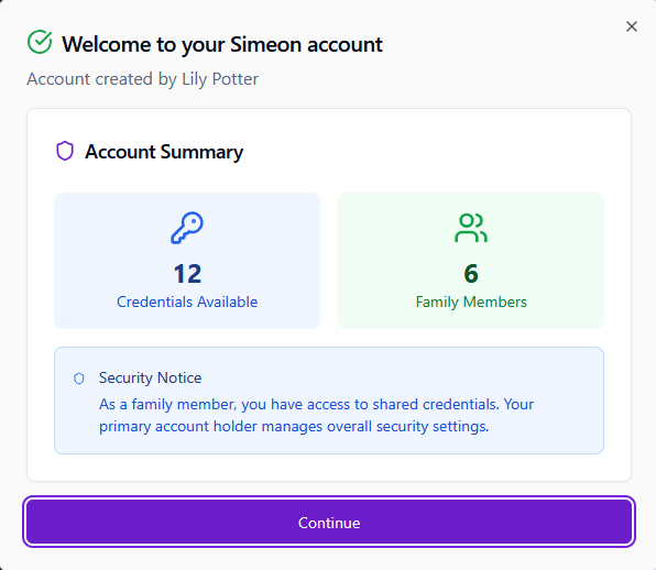 Dashboard view with all your credentials in one place